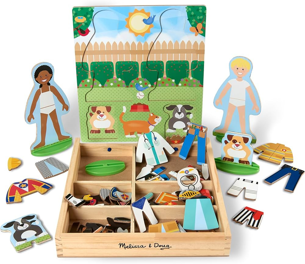Melissa & Doug Occupations Magnetic Dress-Up Wooden Pretend Play Set (82 pcs) - Magnetic Dress-Up... | Amazon (US)