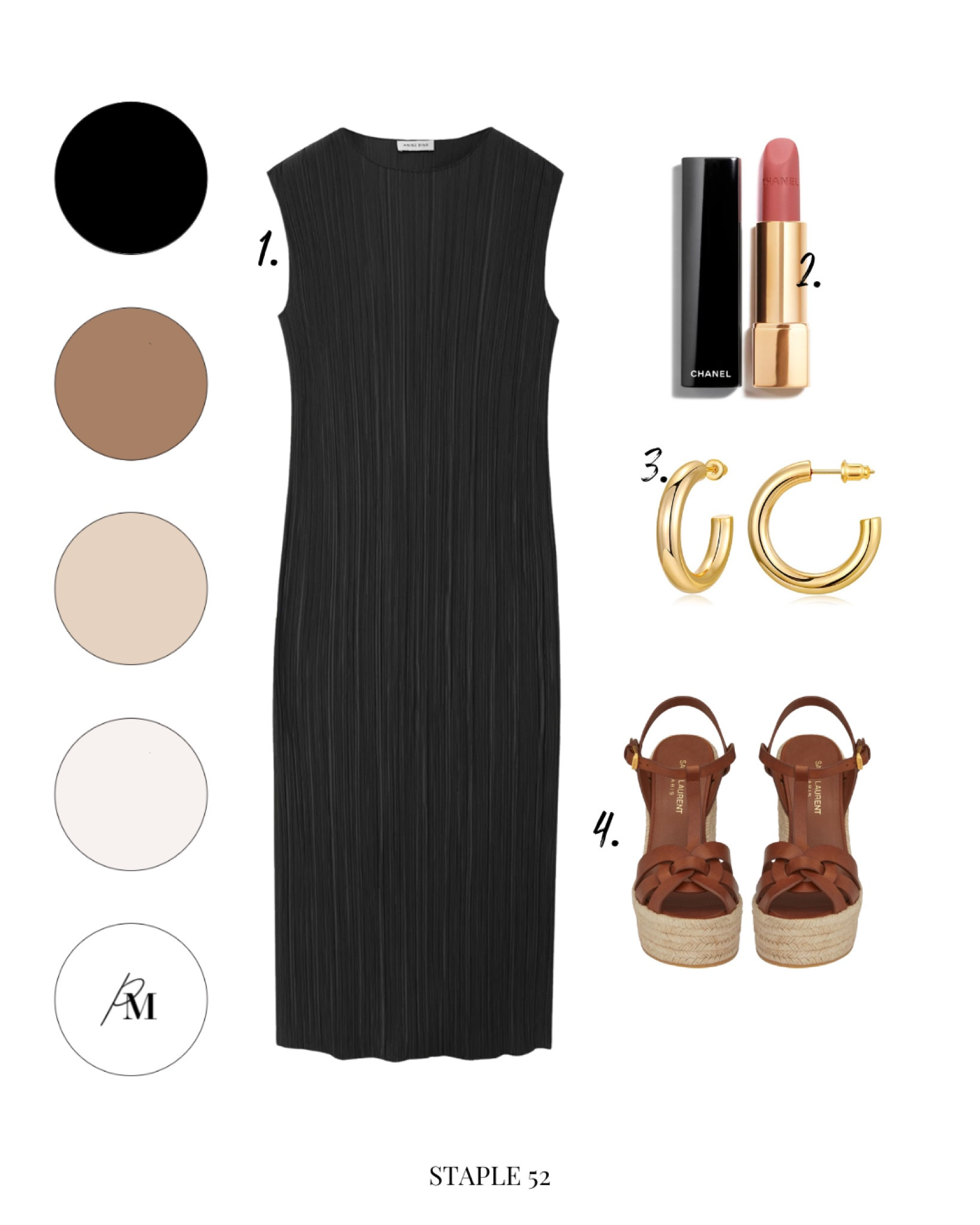 anine bing melanie dress
chanel rouge lipstick 
gold hoop earring 
espadrille wedge 

#LTKstyletip #LTKshoecrush #LTKFind