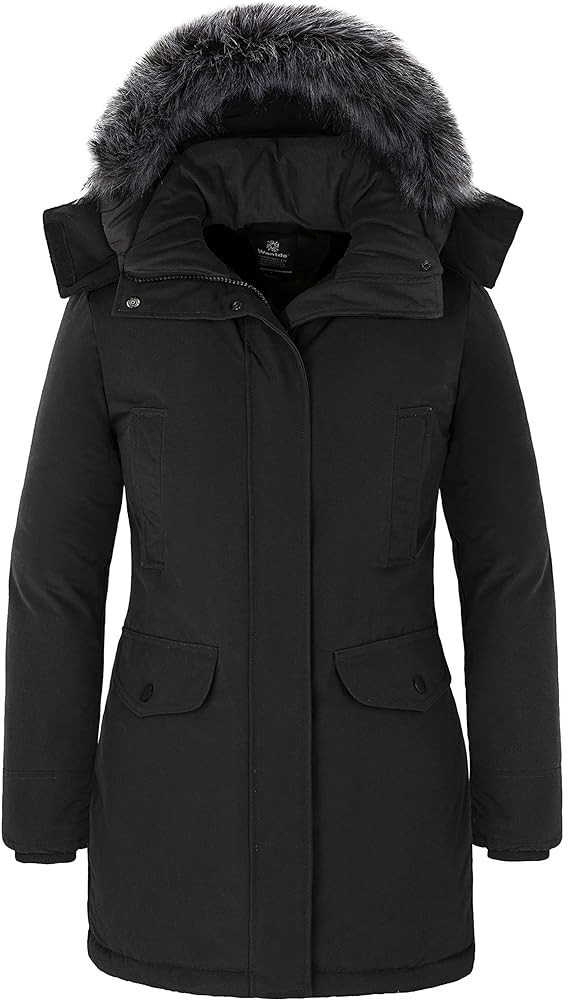 wantdo Women's Long Winter Coat Thick Puffer Jacket Faux Fur Hooded Parka Jacket | Amazon (US)
