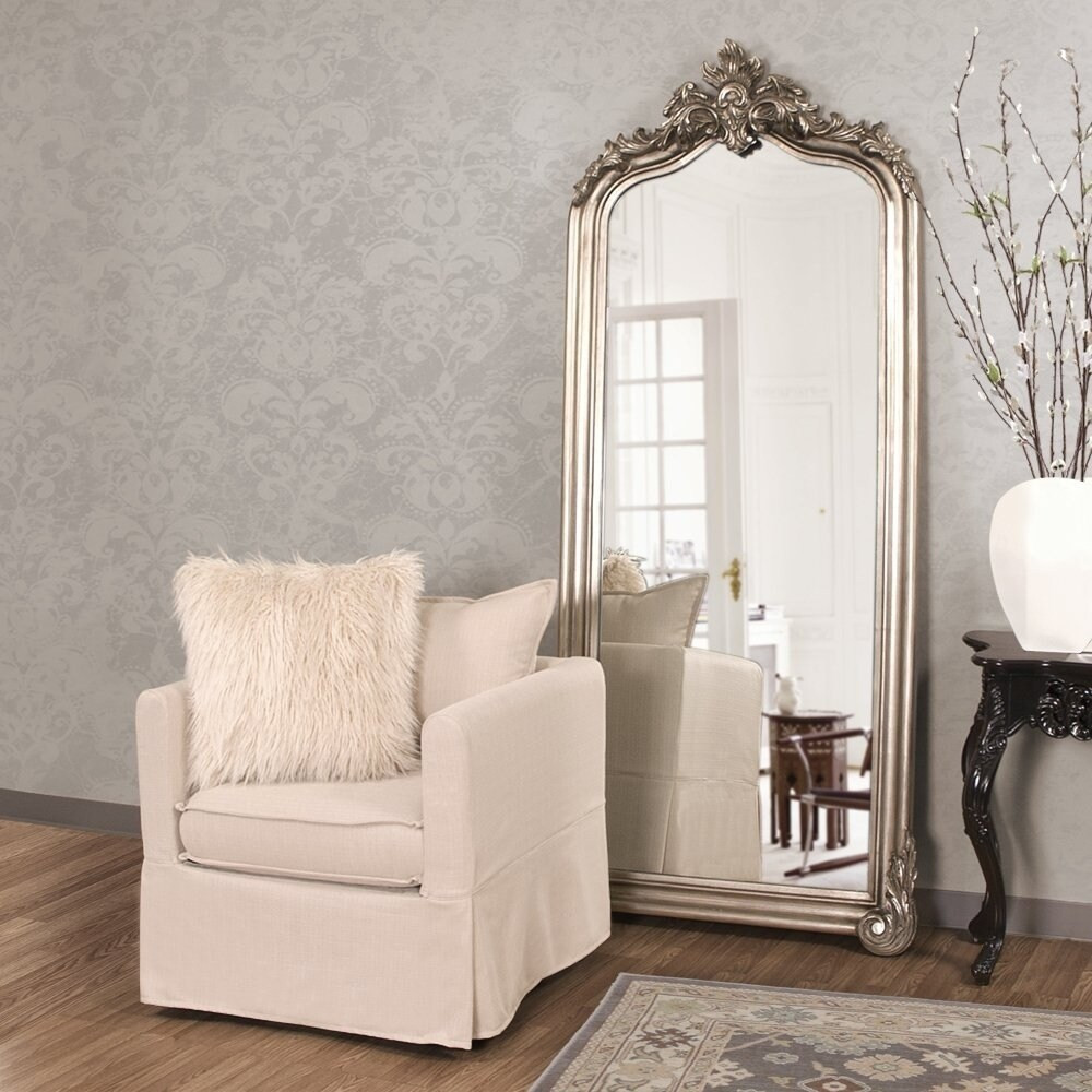Allan Andrews Tudor Silvertone Wood Floor Mirror (Silver) | Bed Bath & Beyond