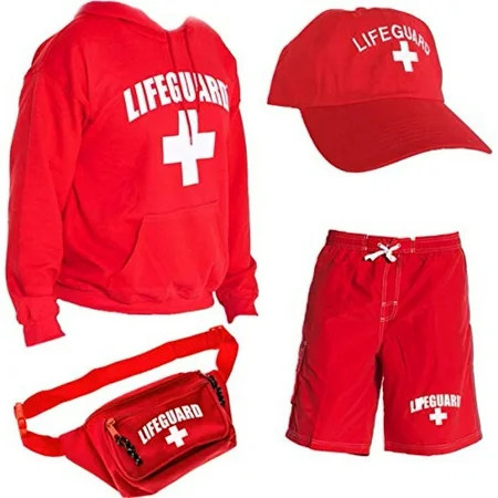 LIFEGUARD Officially Licensed Mens Halloween Costume Combo Pack Hoodie Shorts Hat Fanny Pack Red | Walmart (US)
