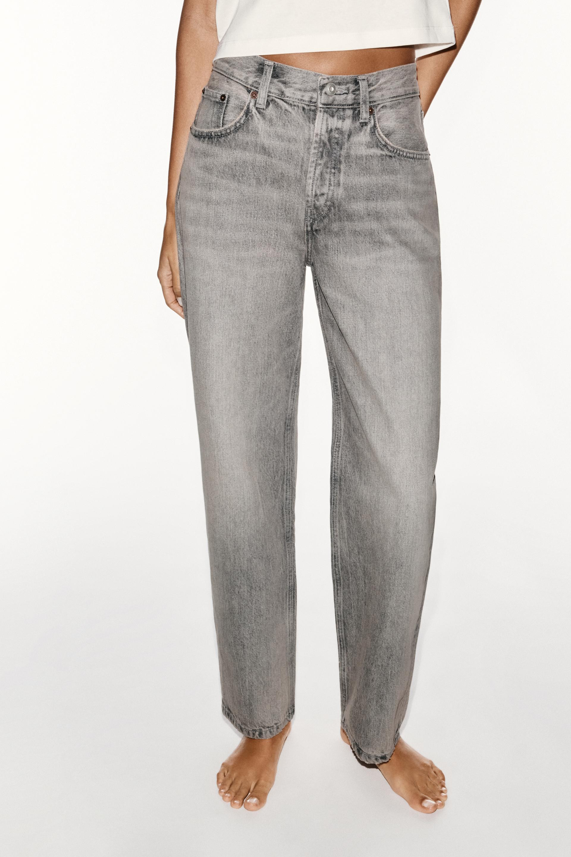 Zara - Trf Mid-Rise Straight Fit Jeans - Navy Blue - 25 (Us 0) - Woman | Zara US