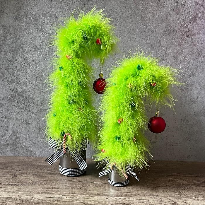 Grinchmas Christmas Decorations, 2Pcs Mini Green Christmas Trees with Grinchmas Plush Fur Surface... | Amazon (US)