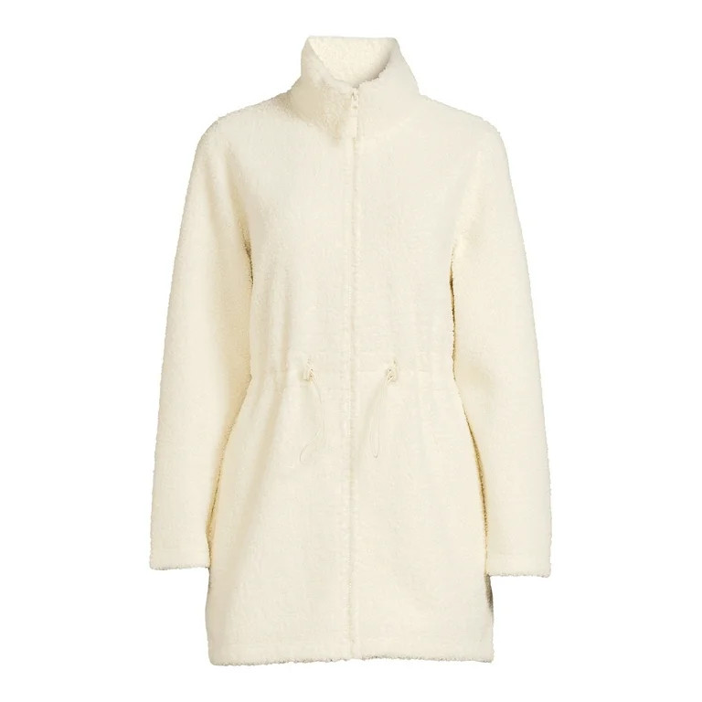 Time and Tru Women's Faux Sherpa Cinch Waist Jacket | Walmart (US)