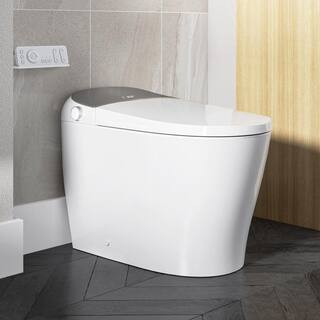 Tankless Elongated Smart Toilet Bidet in White with Auto Flush, Heated Seat, Warm Air Dryer, Bubb... | The Home Depot