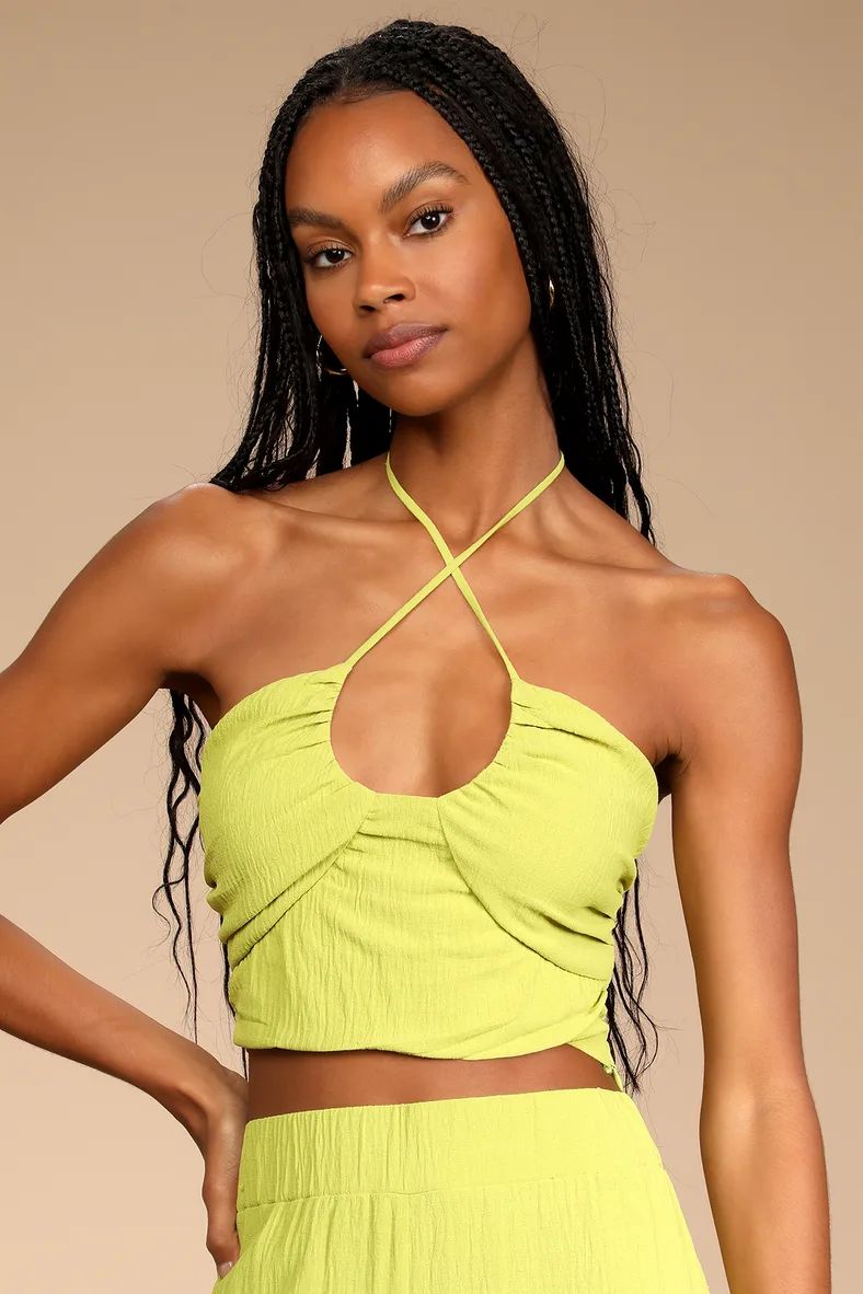 Follow the Breeze Lime Green Halter Crop Top | Lulus (US)