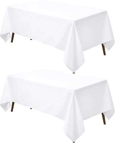 Utopia Kitchen Rectangle Table Cloth 2 Pack(90x156 Inches, White), Tablecloth Machine Washable, Polyester Table Cover for Dining, Buffet Parties, Picnics, Events, Weddings and Restaurants | Amazon (US)