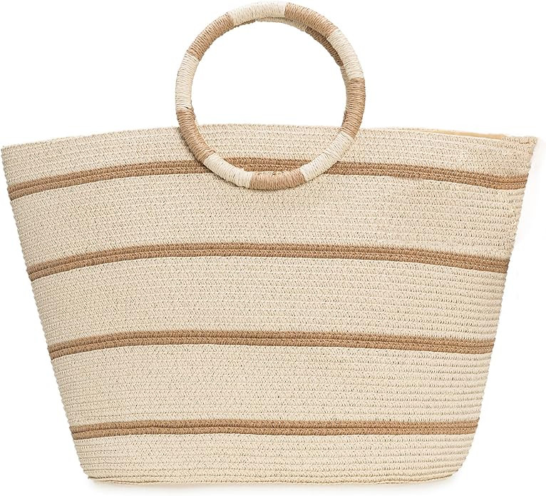 Straw Bag Straw Handbags Tote Bag for Women Straw Tote Bags Rattan Summer Bag Woven Beach Basket ... | Amazon (CA)
