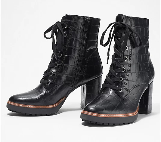 Naturalizer Leather Lace Up Boots - Callie | QVC
