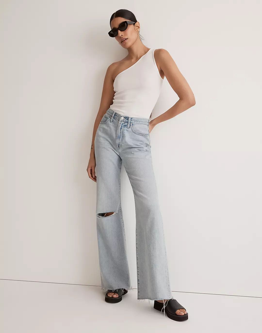 Baggy Flare Jeans in Luzon Wash: Knee-Slit Edition | Madewell