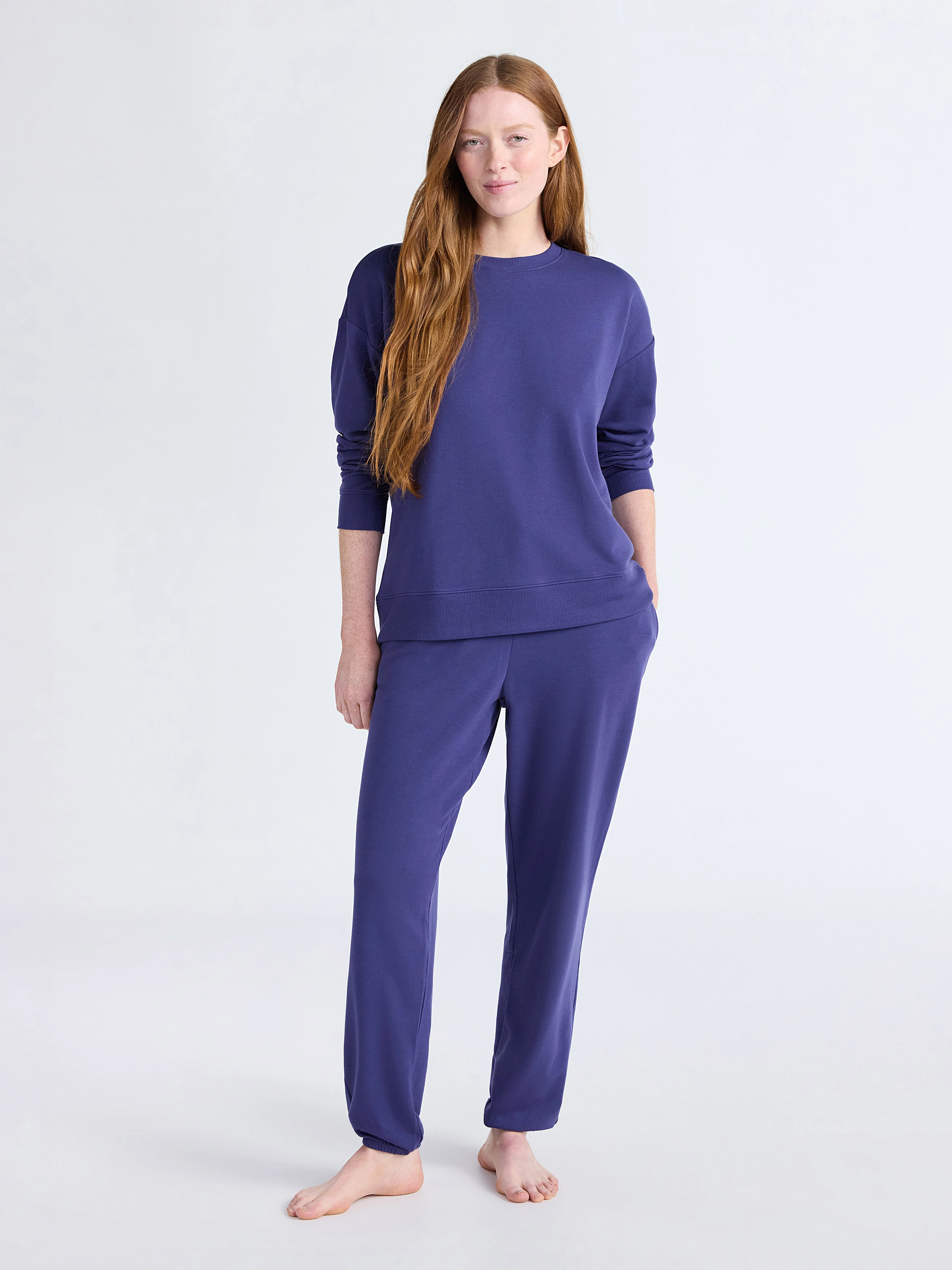 Joyspun Women’s Fleece Long Sleeve Top and Joggers Lounge Set, 2-Piece, Sizes XS-3X | Walmart (US)