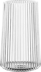 Clear Glass Vase for Flower, Flower Vase for Bouquet, Modern Glass Vases, Ribbed Vases for Living... | Amazon (US)