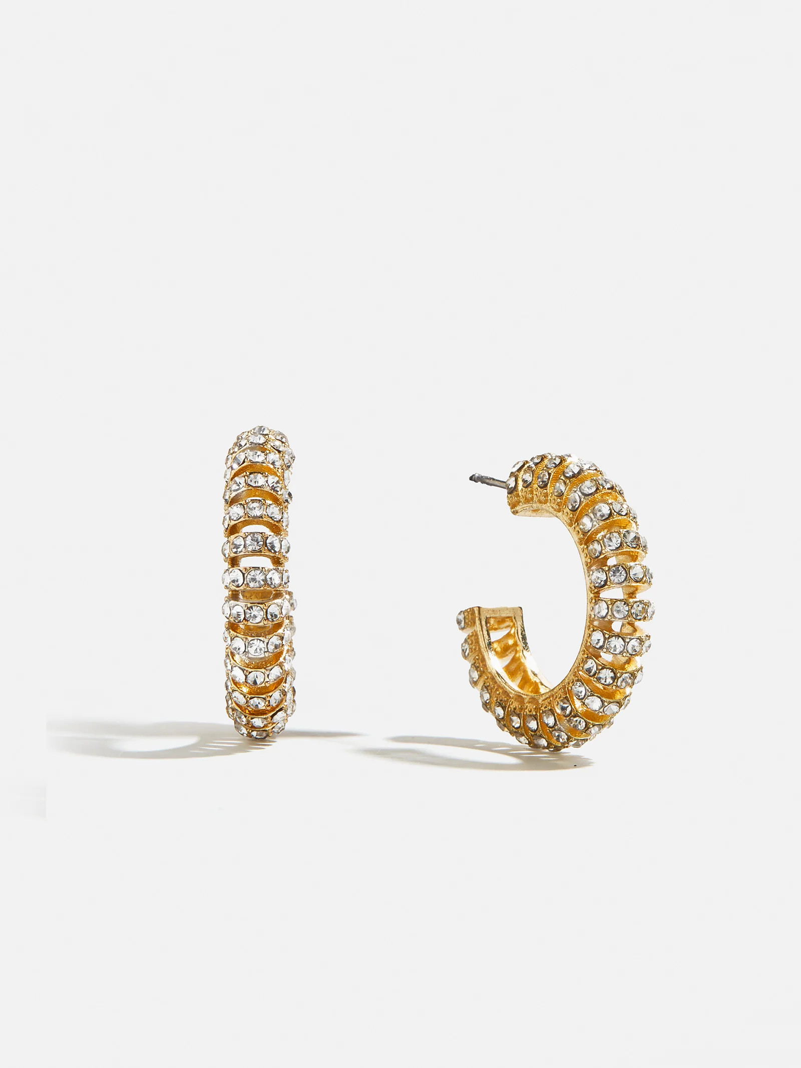 Gold and Crystal Tube Hoop Earrings - Gold/Pavé | BaubleBar