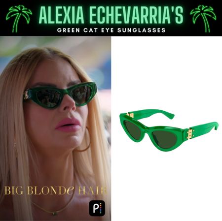 Sunny Style // Get Details On Alexia Echevarria’s Green Cat Eye Sunglasses With The Link In Our Bio #RHOM #AlexiaEchevarria 