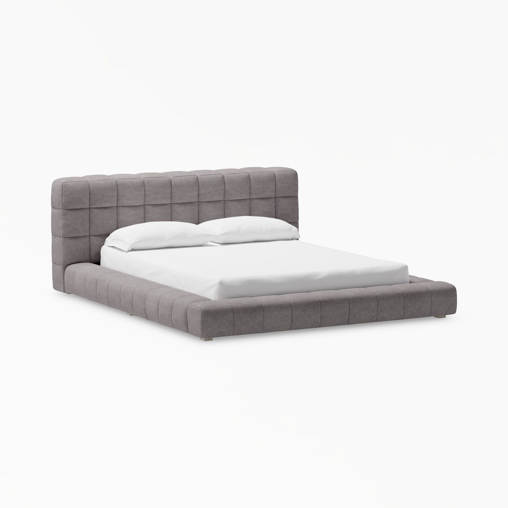 Baldwin Upholstered Platform Bed, King, Tweed Ivory | Pottery Barn Teen