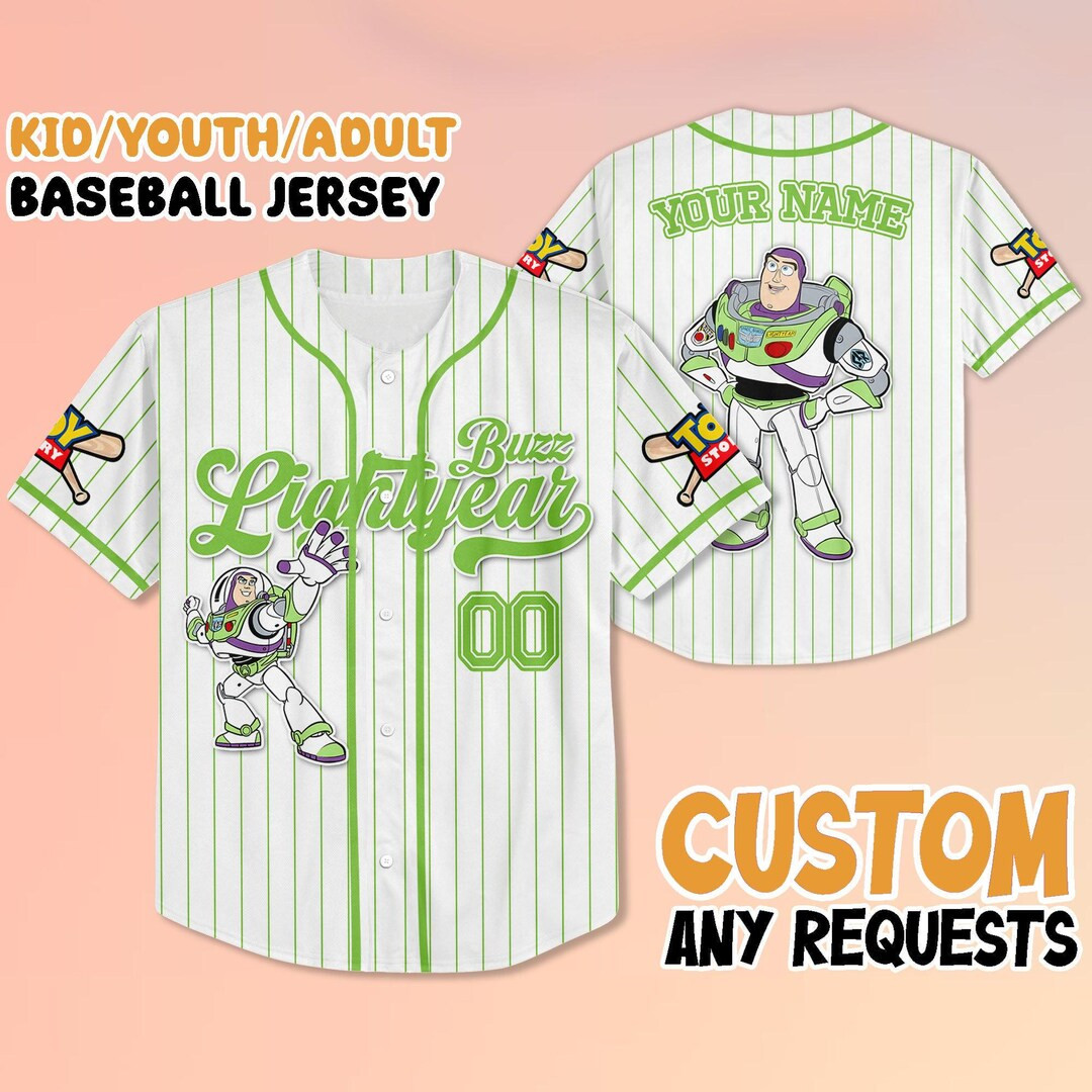 Custom Disney Toy Story Buzz Lightyear Baseball Jersey, Disney Toy Story Buzz Lightyear Jersey, D... | Etsy (US)