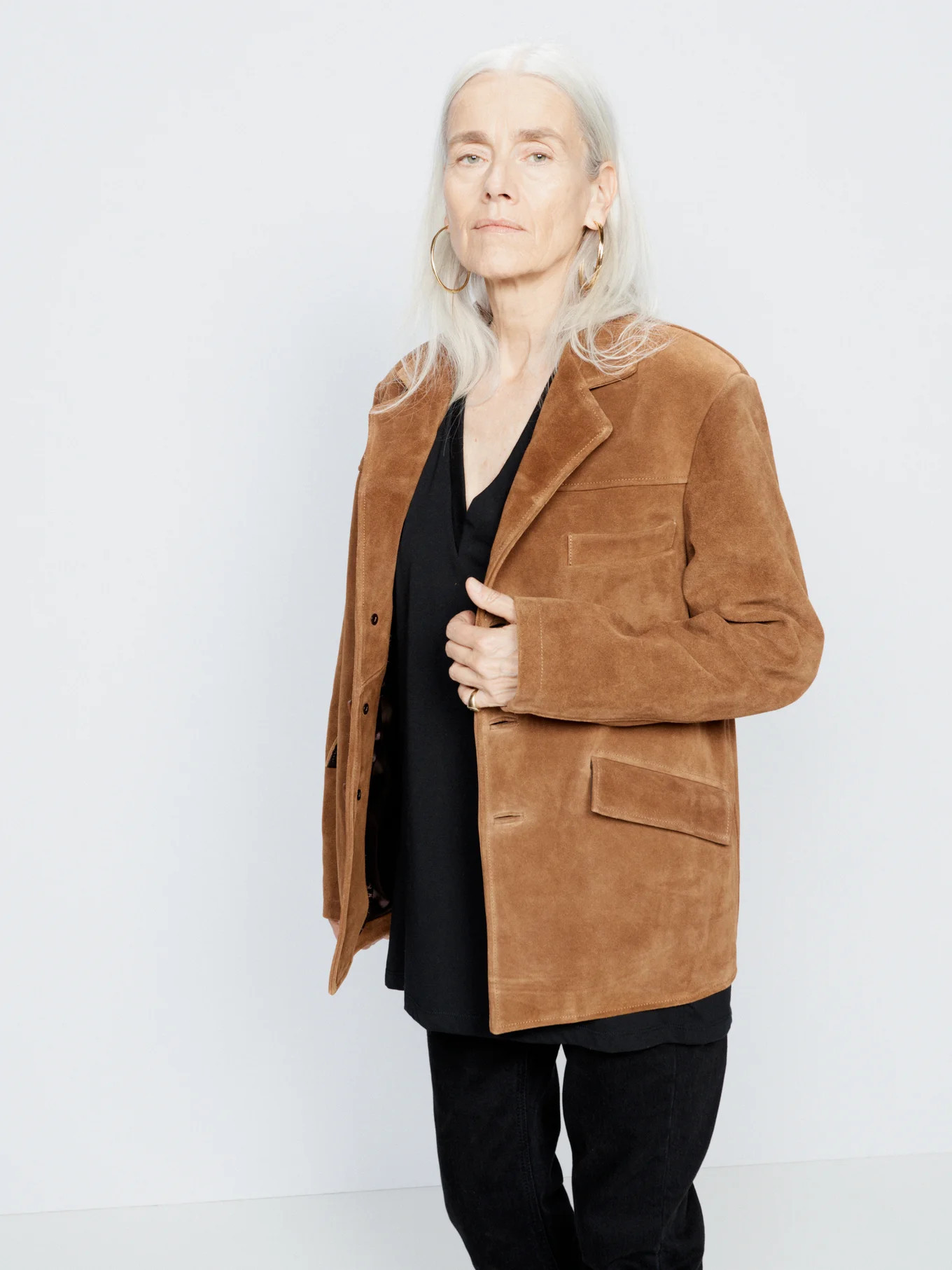 Boxy suede tailored jacket | Matches (UK)