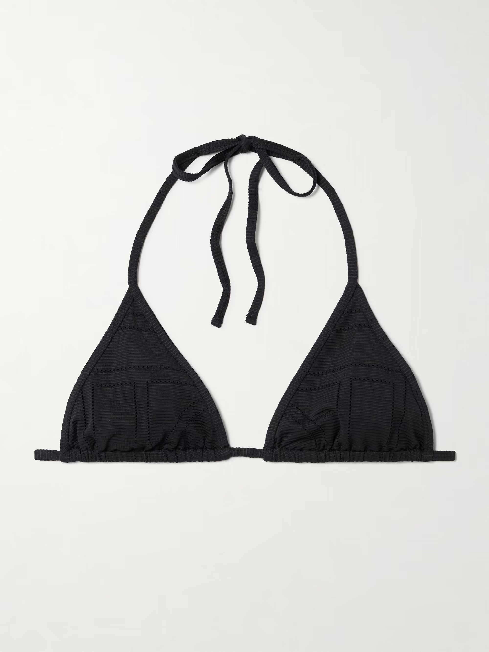 Pointelle-knit triangle stretch recycled halterneck bikini top | NET-A-PORTER (US)