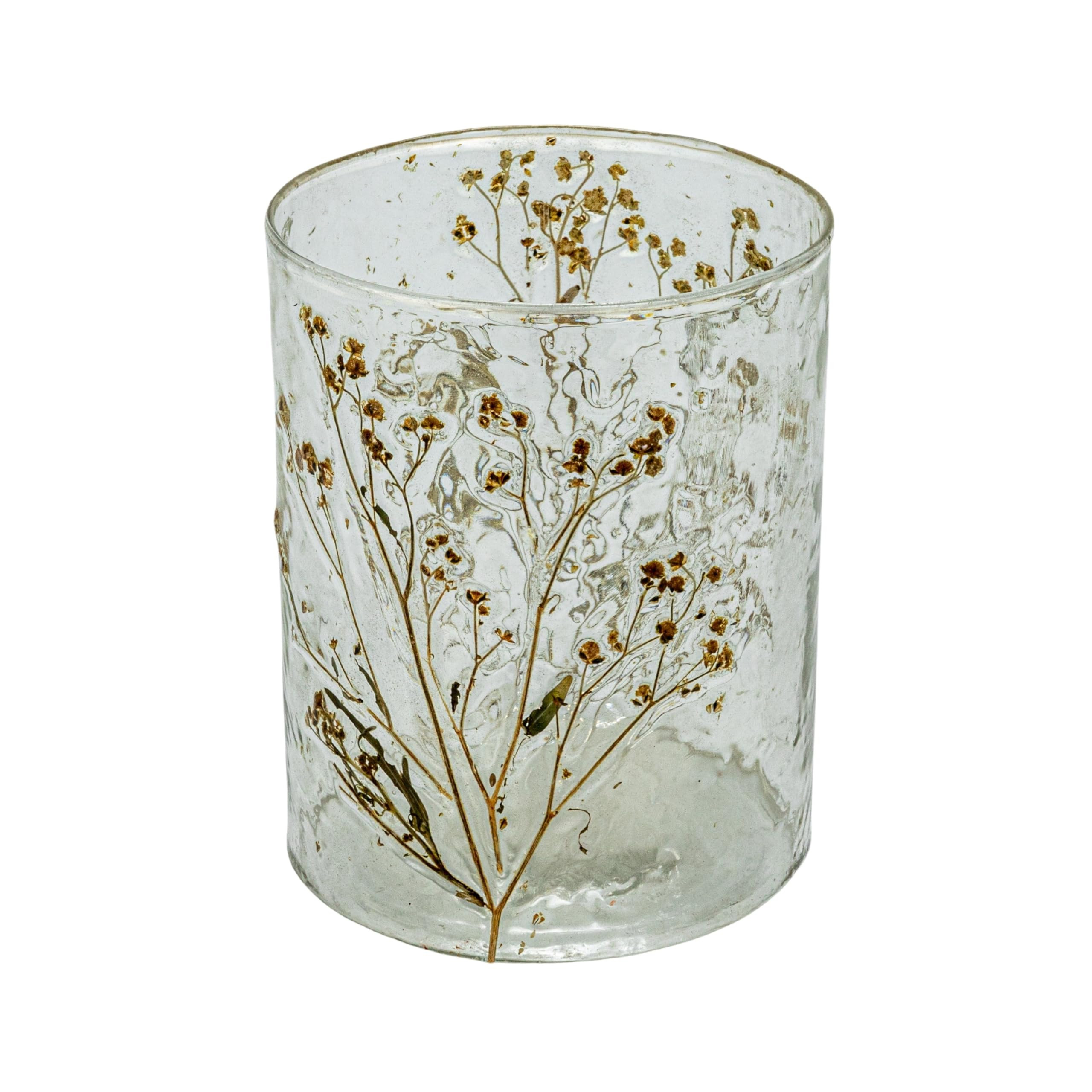 Creative Co-Op Reclaimed Glass Votive Holder with Natural Botanicals, Clear | Amazon (US)