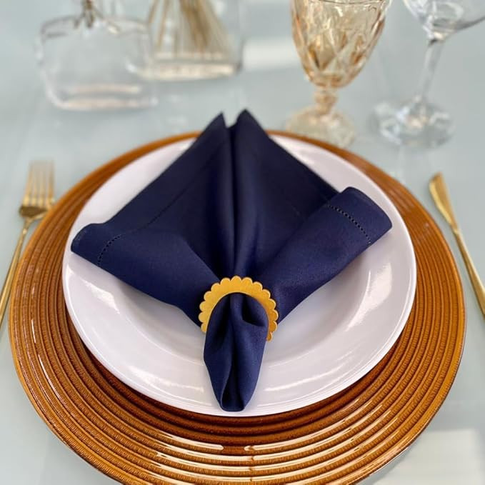 Guardanapos de Tecido Mesa Posta Decorativo Ajour 40x40 Premium - 6 Unidades AZUL MARINHO | Amazon (BR)