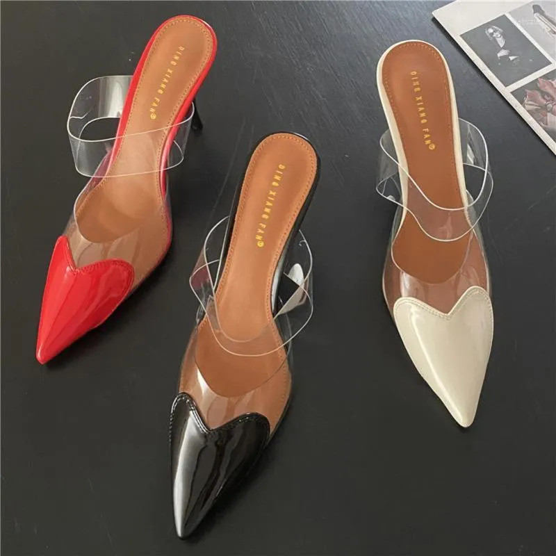 Slippers Women Slides 9cm High Heels Lady Transparent Mules Slip On Wedding Pumps Peach Blue Poin... | DHGate
