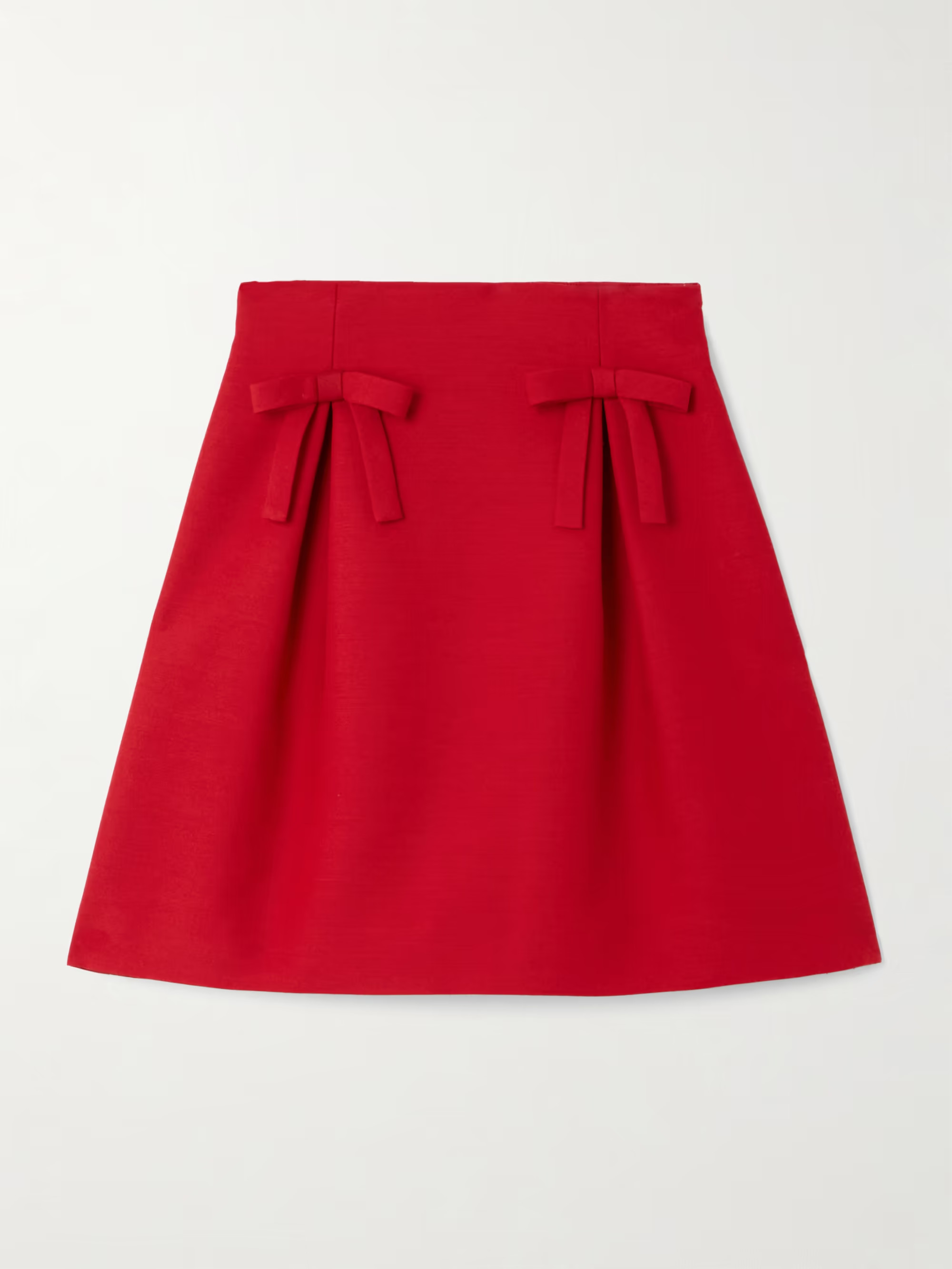 Bow-detailed pleated wool and silk-blend mini skirt | NET-A-PORTER (US)