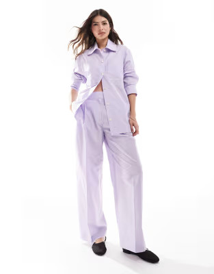 Mango oversized stripe pants in lilac - part of a set | ASOS (Global)