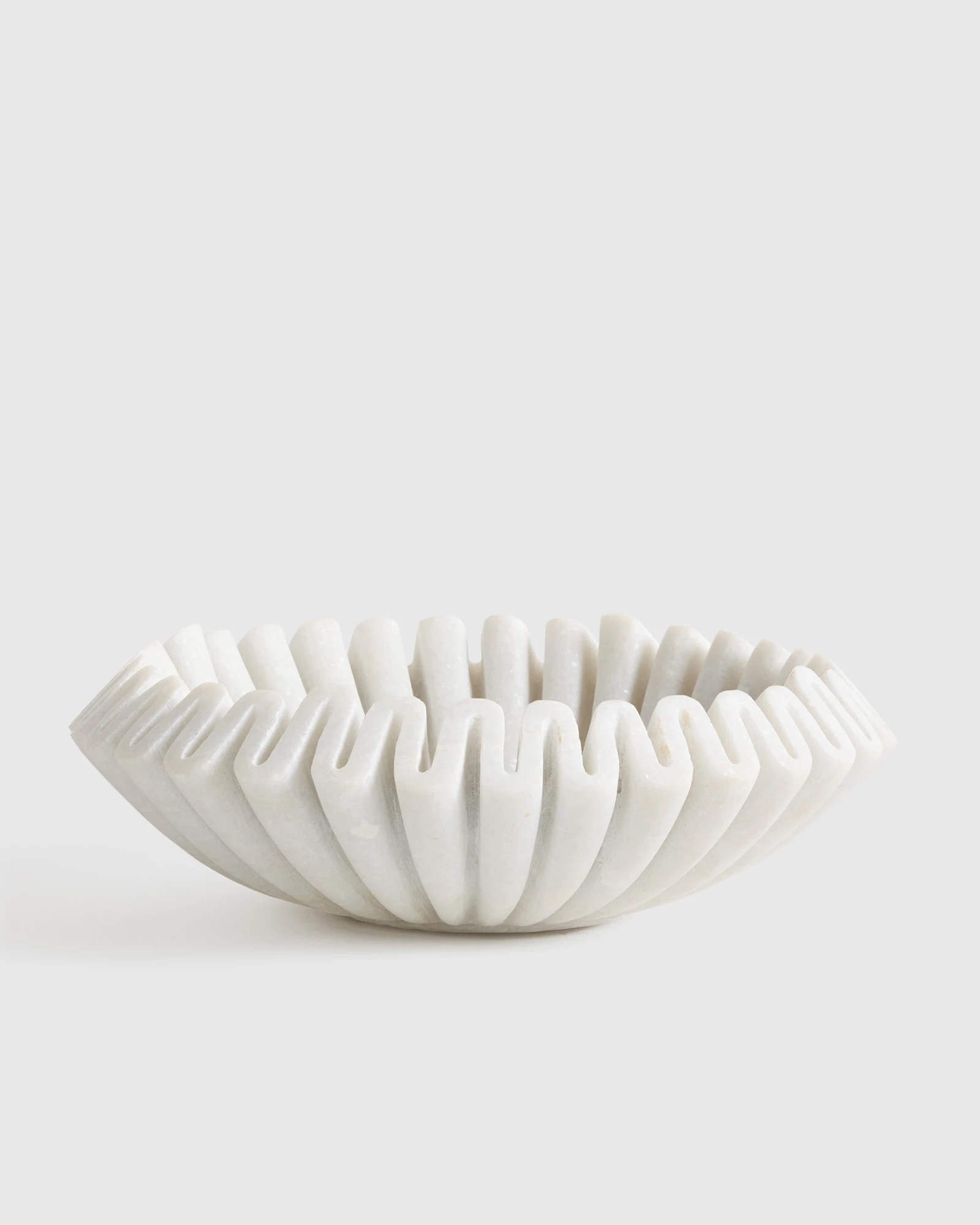Quince | Handcrafted Fluted Marble Decorative Bowl in White | Quince