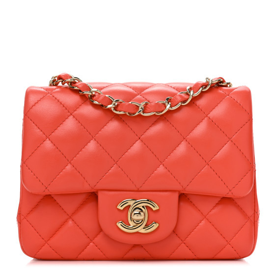 Lambskin Quilted Mini Square Flap Red | FASHIONPHILE (US)