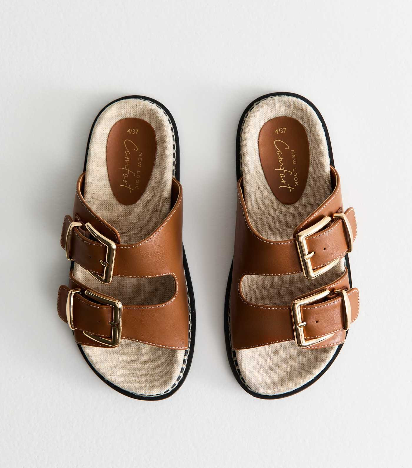 Tan Faux Leather Whipstitch Detail Sandals
						
						Add to Saved Items
						Remove from Save... | New Look (UK)