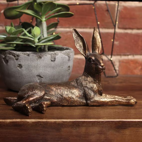 Gold Hare Ornament  Lying Hare Rabbit Antique Finish - Etsy | Etsy (US)