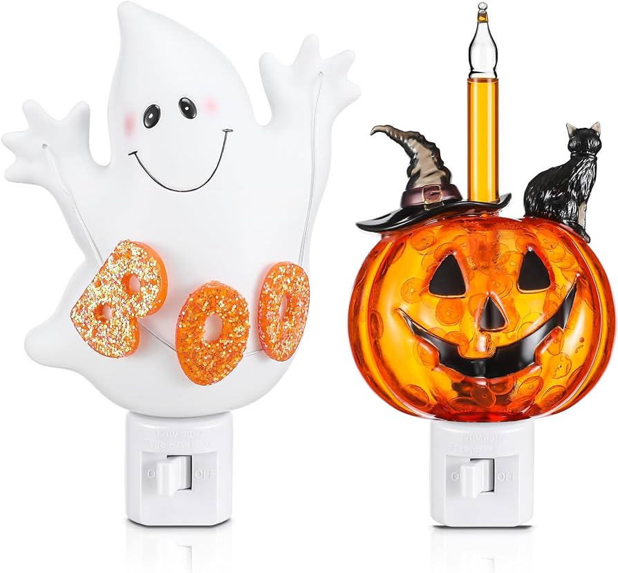 Tujoe 2 Pcs Halloween Night Light Black Cat Bubble Lantern Plug in Wall | Amazon (US)