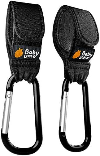 Stroller Hooks by Baby Uma - Strap, Clip or Hang a Diaper Bag to Your Pram or Buggy - Black, 2 Pa... | Amazon (US)