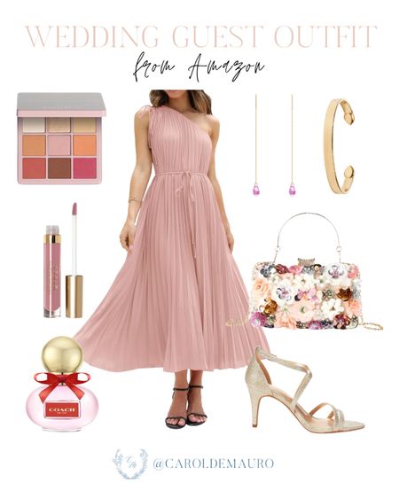 Enjoy summer wedding season in this pink chiffon flowy one-shoulder dress! Complete the look with stilleto heels, dainty gold accessories, and a floral clutch for a touch of sophistication!
#weddingguest #formalwear #partydress #summerstyle#LTKWedding #LTKStyleTip

#LTKSeasonal