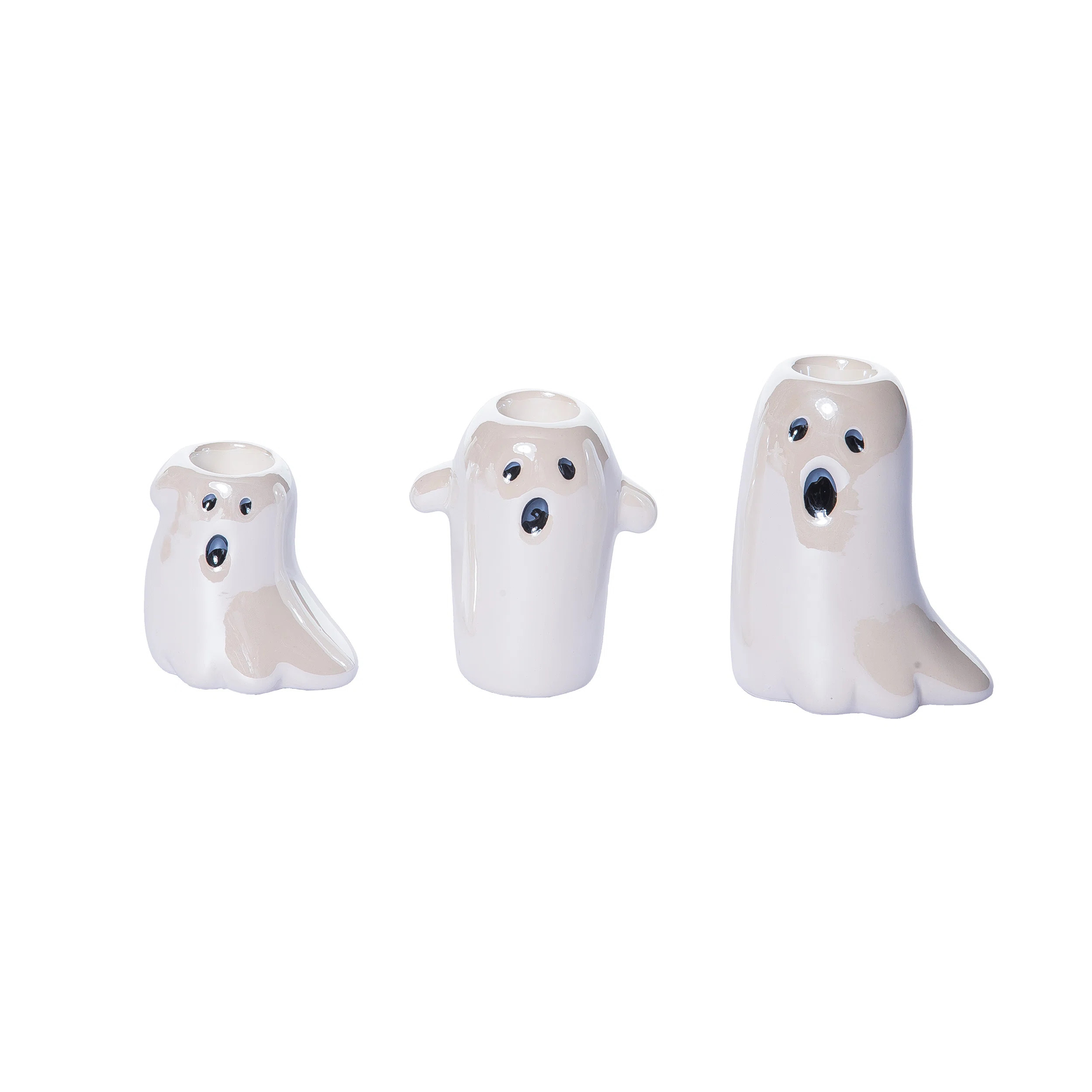 Dolomite 4.25 in. White Halloween Tapered Candle Holder Set of 3 | Wayfair North America