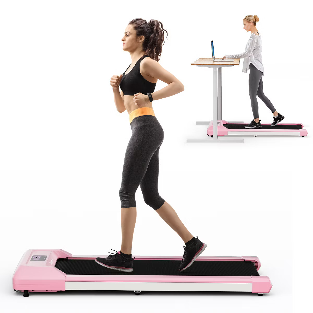Walking Pad w/265 lbs Capacity Remote Control & LED Display Under Desk Treadmill Gray\Black\Pink | Target