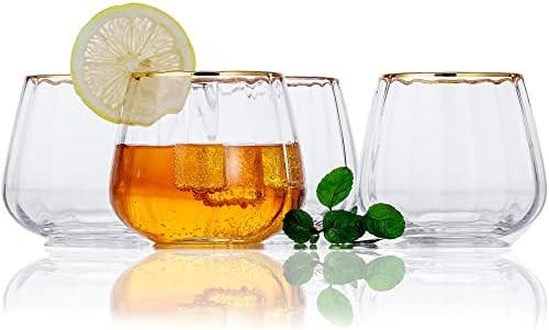 Lysenn Stemless Wine Glasses Set of 4 - Premium Hand Blown Drinking Glasses for White and Red Win... | Amazon (US)