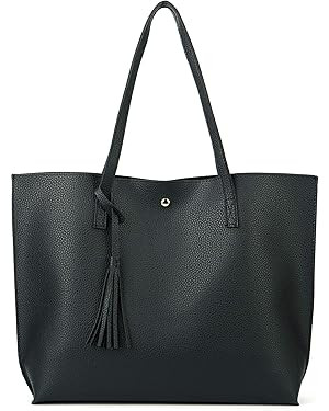 Women Tote Bags Top Handle Satchel Handbags PU Faux Leather Tote Bag with Tassel Shoulder Purse | Amazon (US)