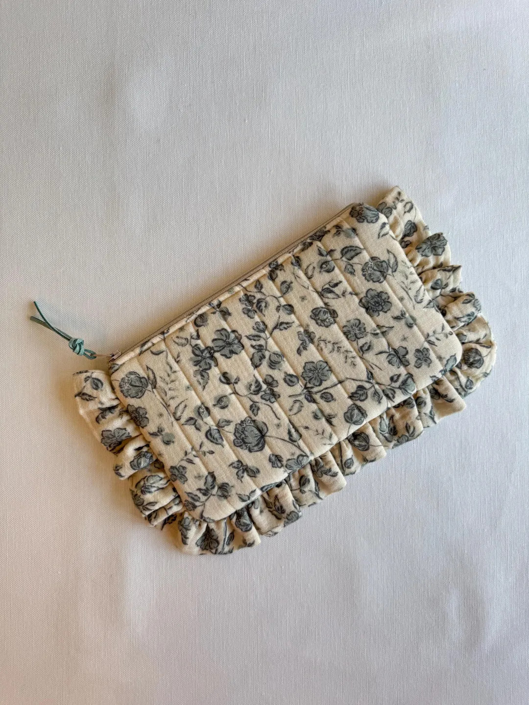 Handmade Ruffled Pouch • Quilted Floral Cosmetic Bag | Etsy (US)