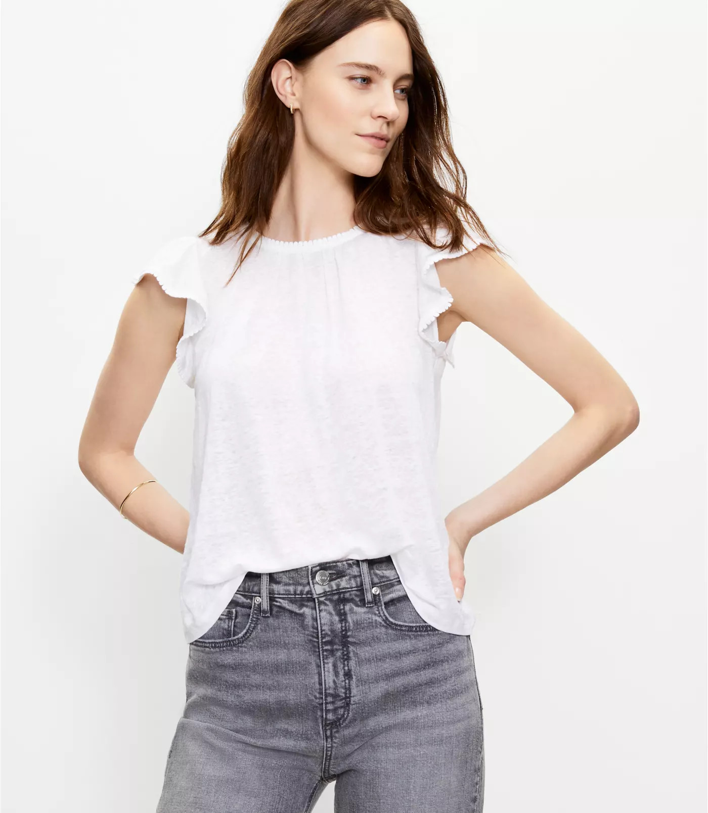Linen Flutter Sleeve Tee | LOFT