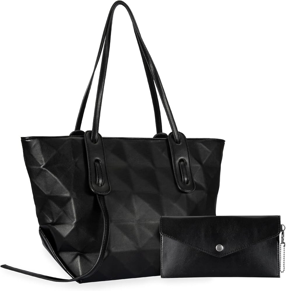 Milan Chiva Geometric Tote Purse and Wallet Set for Women Oversized Shoulder Handbags Hobo Bag wi... | Amazon (US)