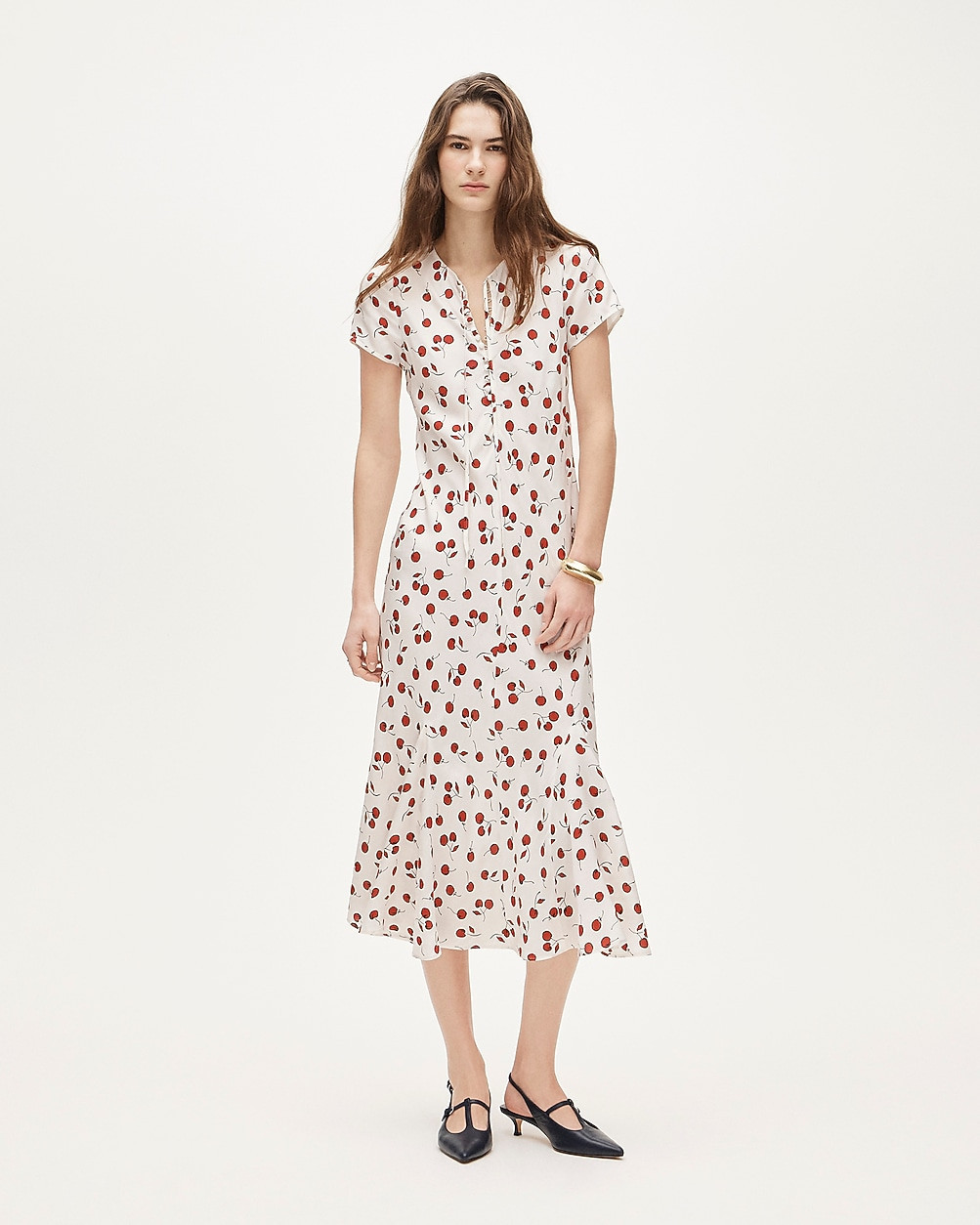 Short-sleeve slip dress in cherry print | J. Crew US
