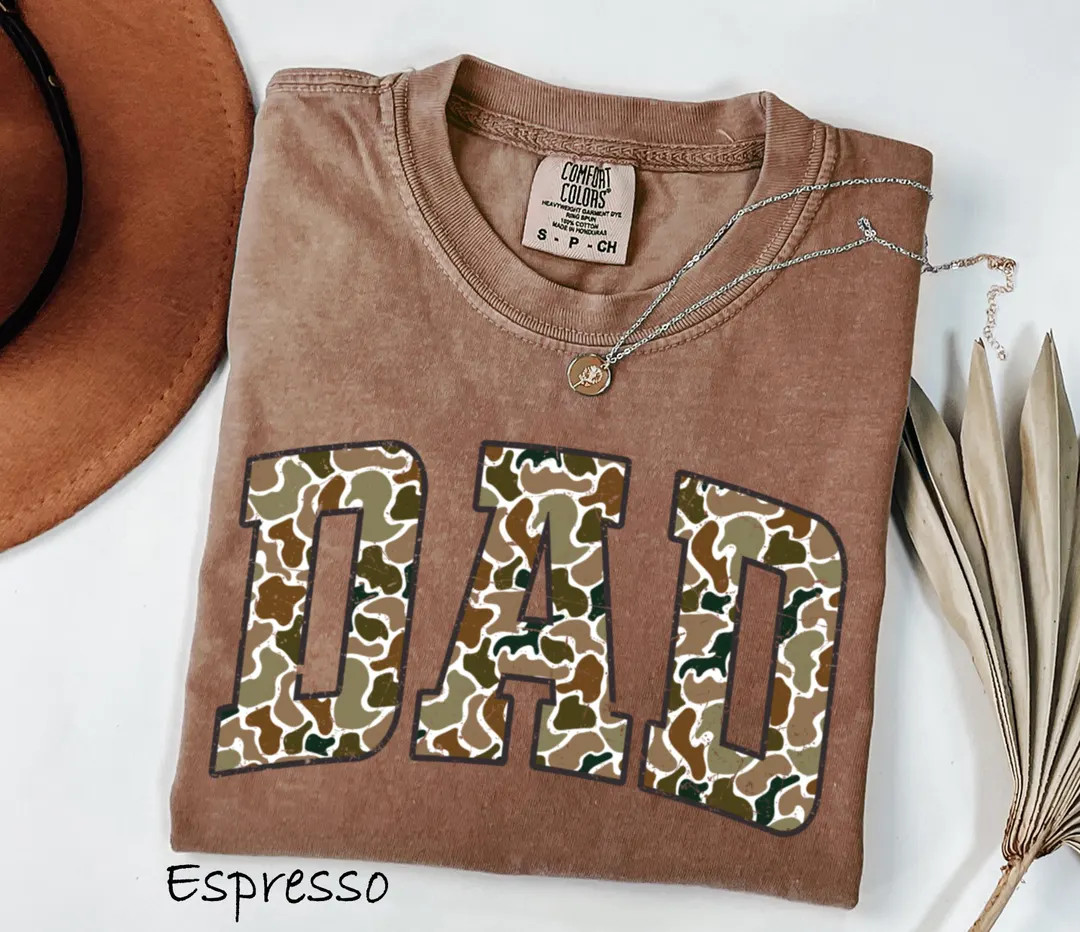 Comfort Colors® Camouflage Dad Shirt, Fathers Day Gift, Dad Shirt, Retro Daddy Shirt, Gift For D... | Etsy (US)