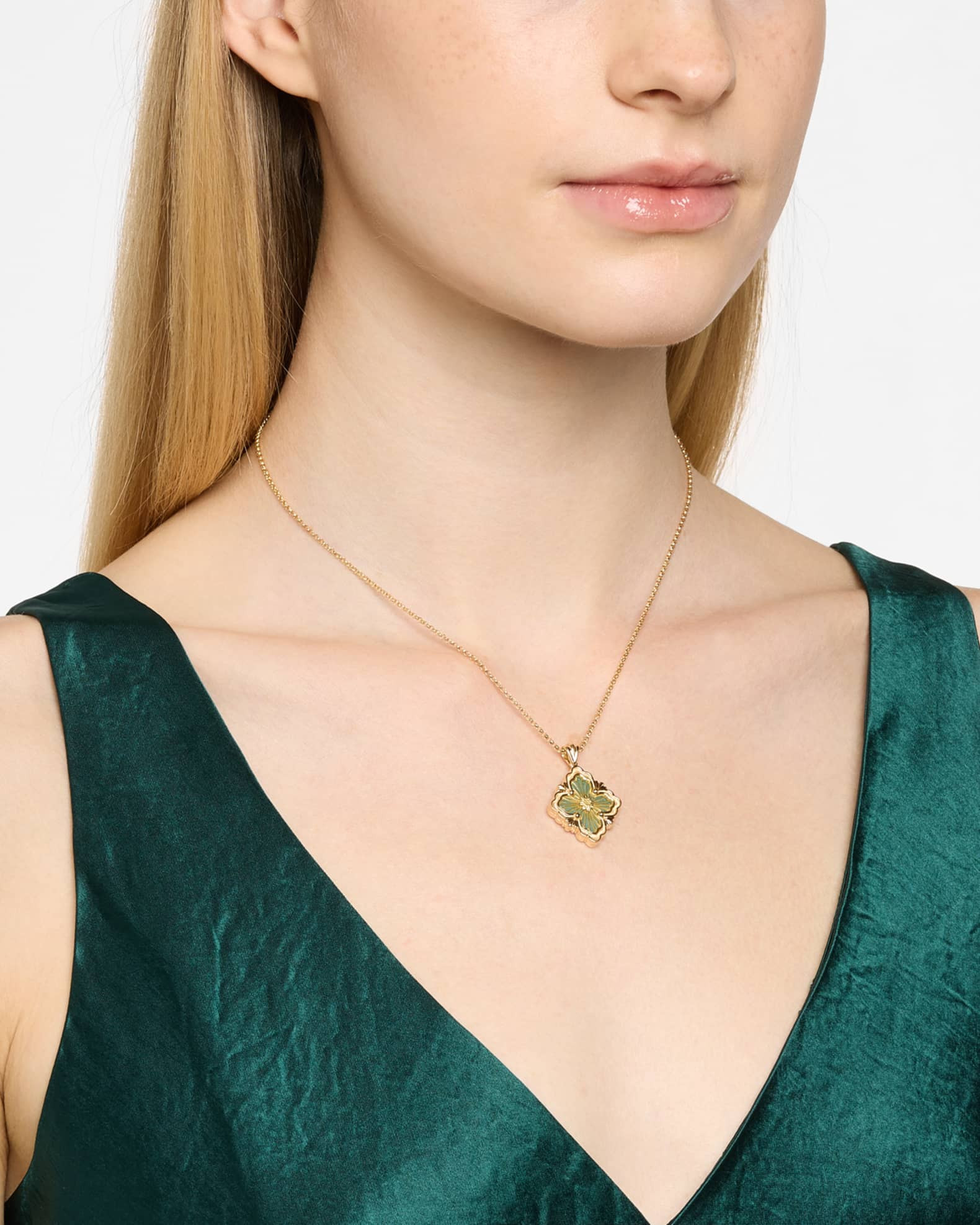 Opera Tulle 18K Yellow Gold Amazonite Pendant Necklace, Large | Neiman Marcus