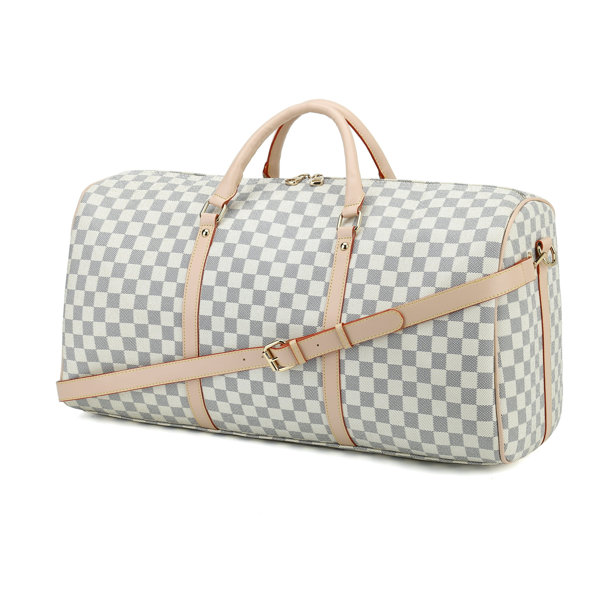 RICHPORTS Checkered Travel PU Leather Oversized Weekender Duffel Bag Overnight Handbag Gym Bag  f... | Walmart (US)