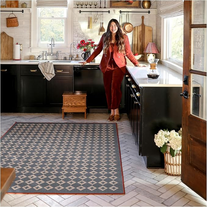 Jenni Yolo Home Mae Area Rug - 5'3" x 7'0" Charcoal, Stain Resistant, Non-Shedding, Easy to Clean... | Amazon (US)