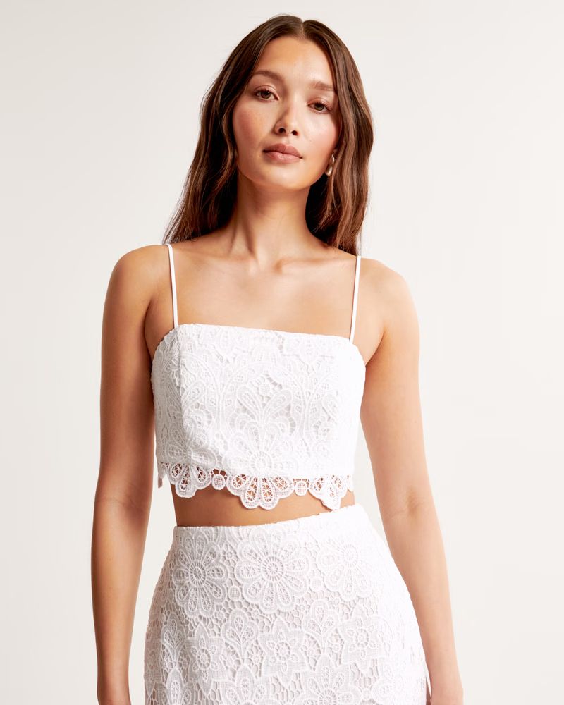 Ultra Cropped Lace Squareneck Set Top | Abercrombie & Fitch (US)