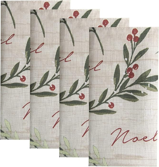 Elrene Home Fashions Holiday Tree Trimmings Fabric Napkins, Set of 4, 17 Inches x 17 Inches | Amazon (US)
