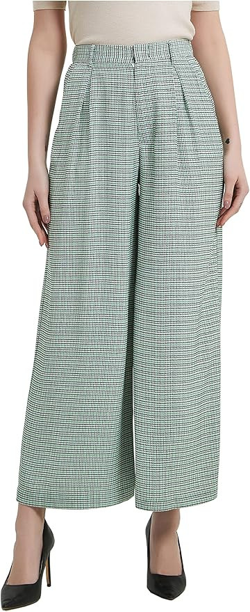 Tronjori Women High Waist Casual Wide Leg Long Palazzo Pants Trousers Regular Size | Amazon (US)