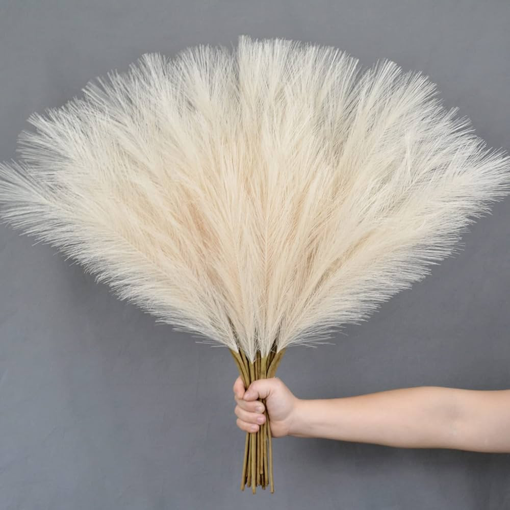 FOTEEWL 12PCS Faux Pampas Grass 24"/61cm Artificial Pompous Grass Fake Pompass Branches Vase Fill... | Amazon (US)